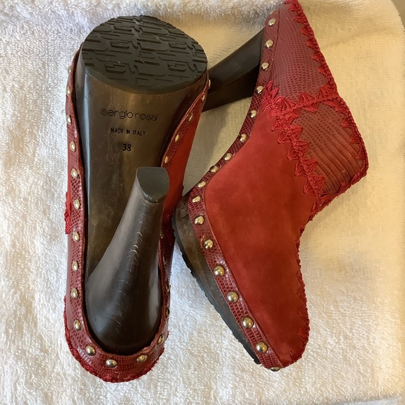 Sergio Rossi Red Embellished suede mules - Picture 5 of 11